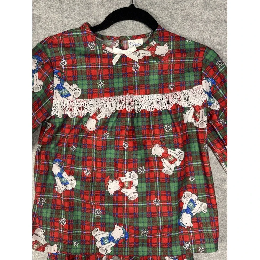 Vintage 90s Candlesticks Girls Size 10 Christmas Polar Bear Plaid New W/O Tags